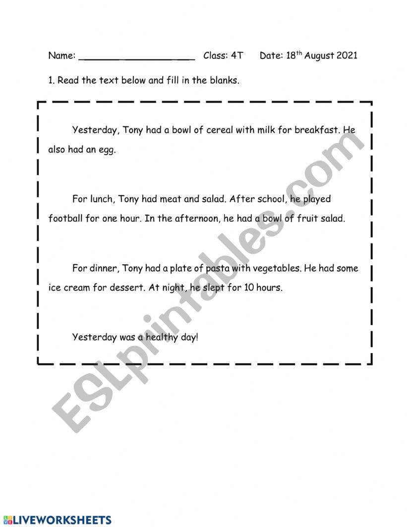 exercise worksheet