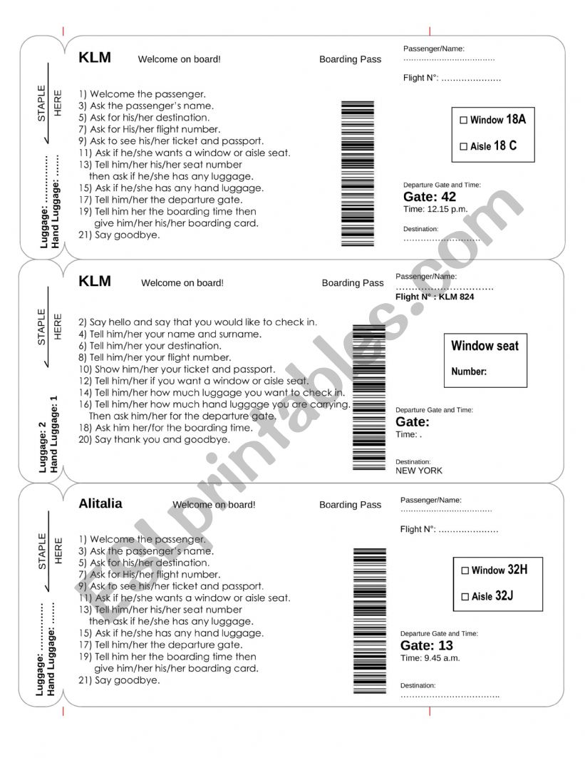 Plane tickets worksheet