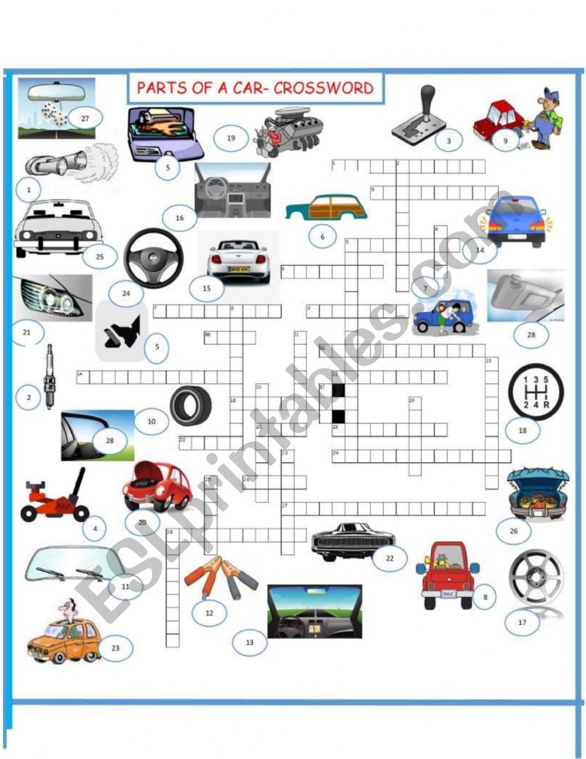 car parts worksheet