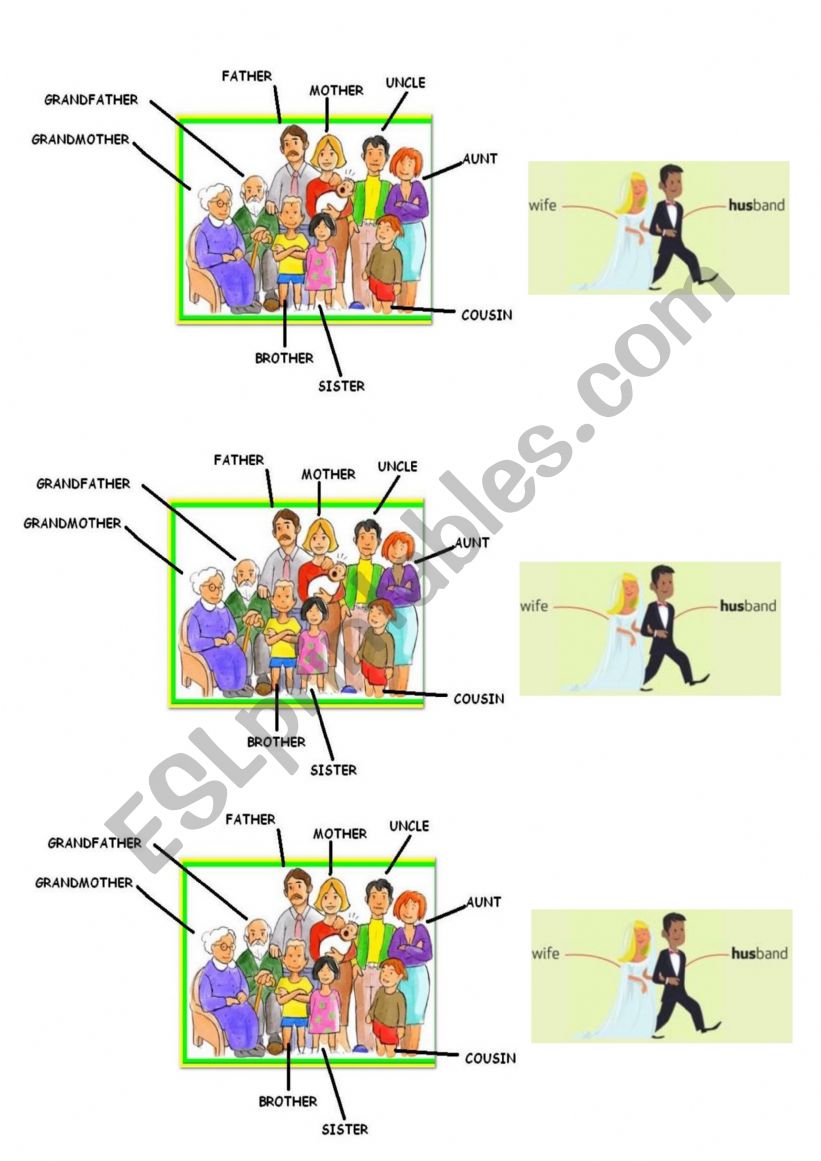 Vocabulaire de la famille worksheet