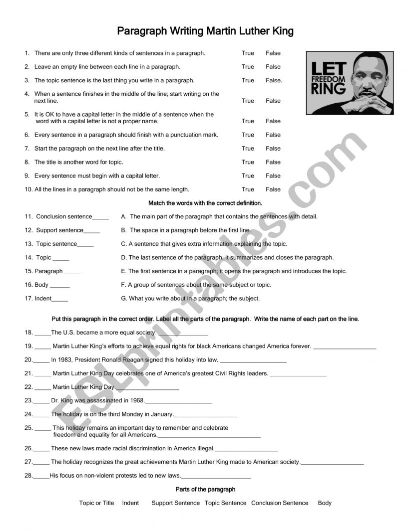 Martin Luther King Day  worksheet