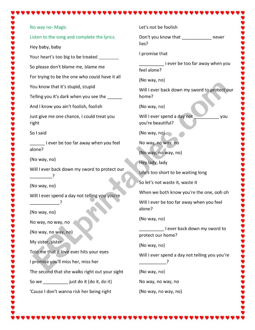 English worksheets: No way no-Magic