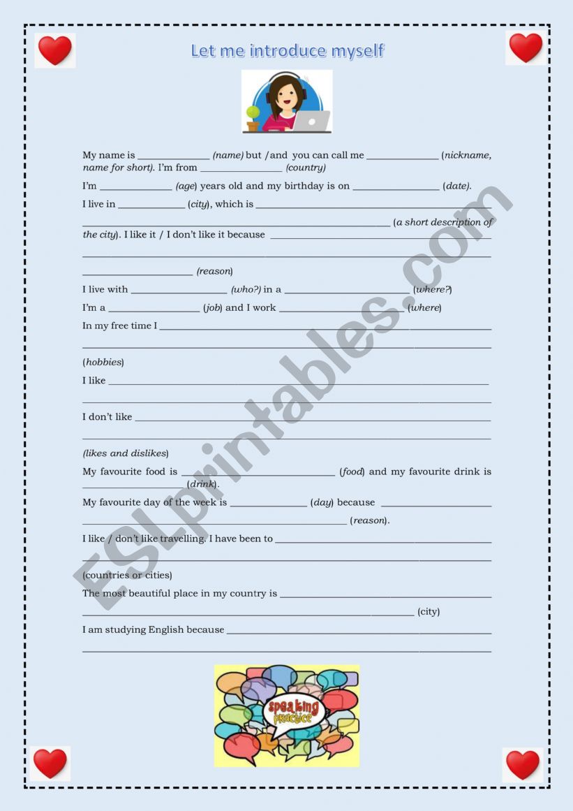 English Worksheets: Let Me Introduce Myself