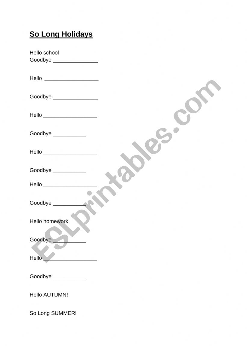 Holiday poem worksheet