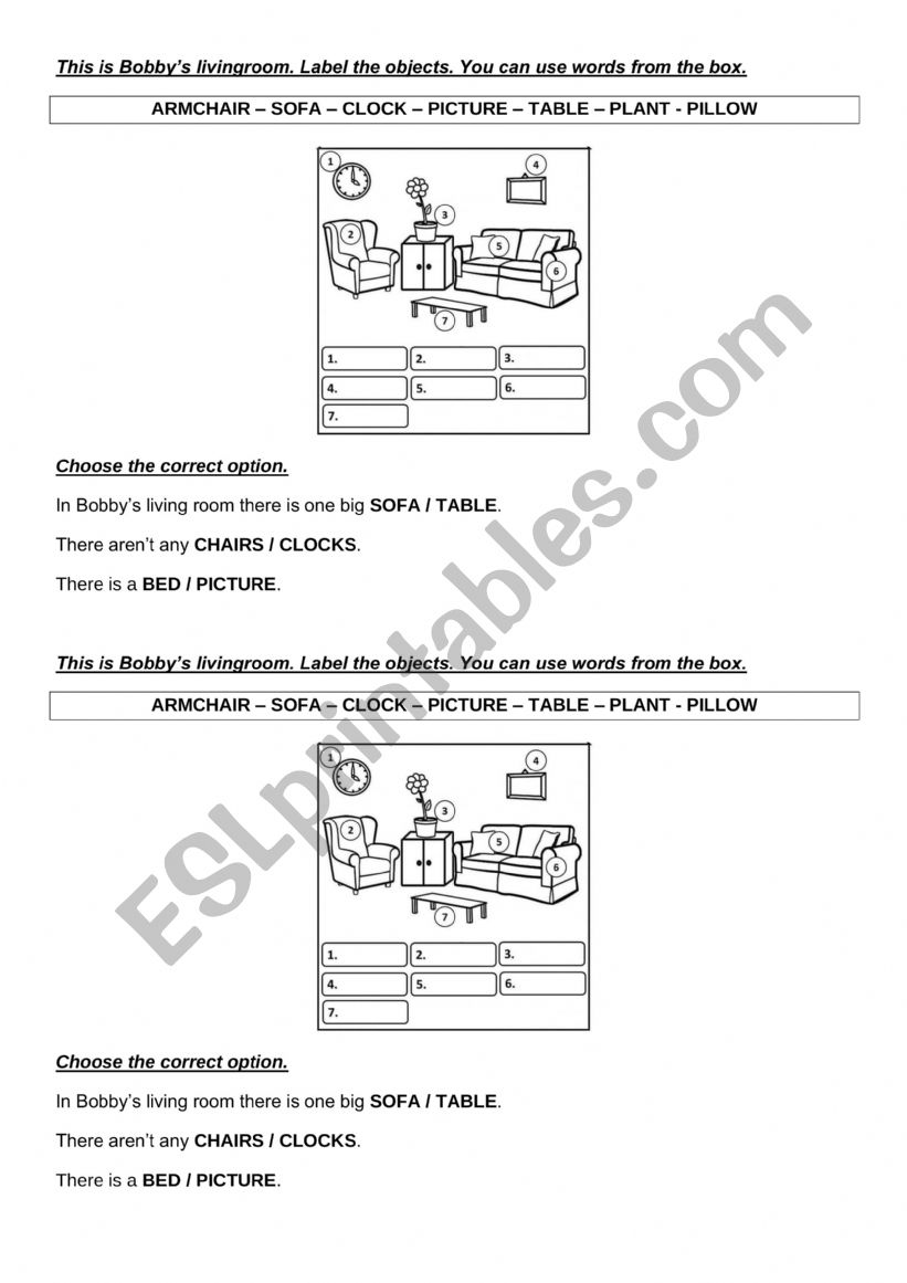 BOBBY�S LIVINGROOM worksheet