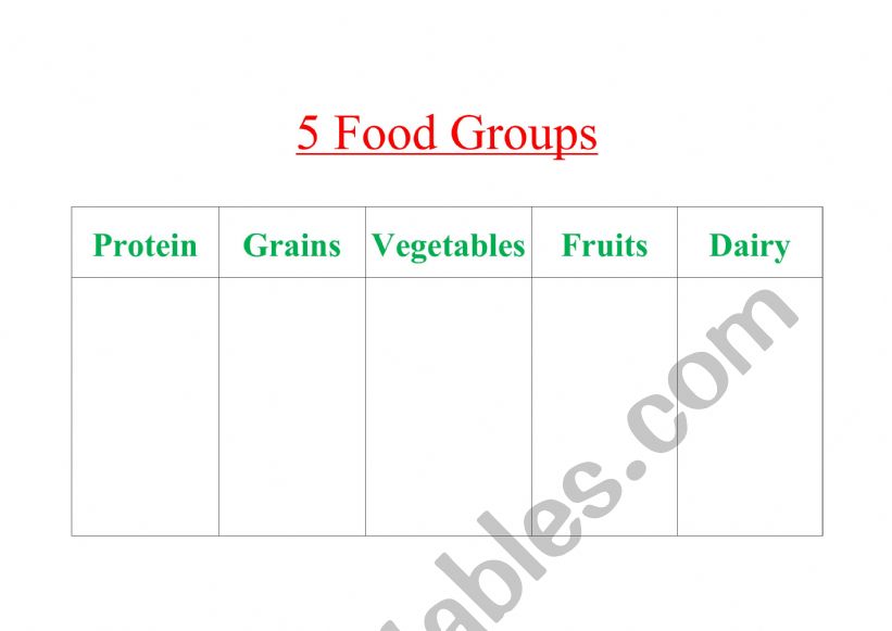 Food worksheet