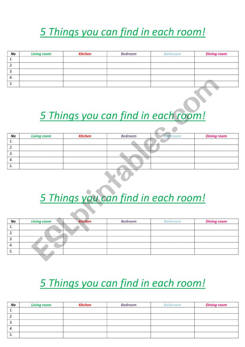 part of the rooms worksheet
