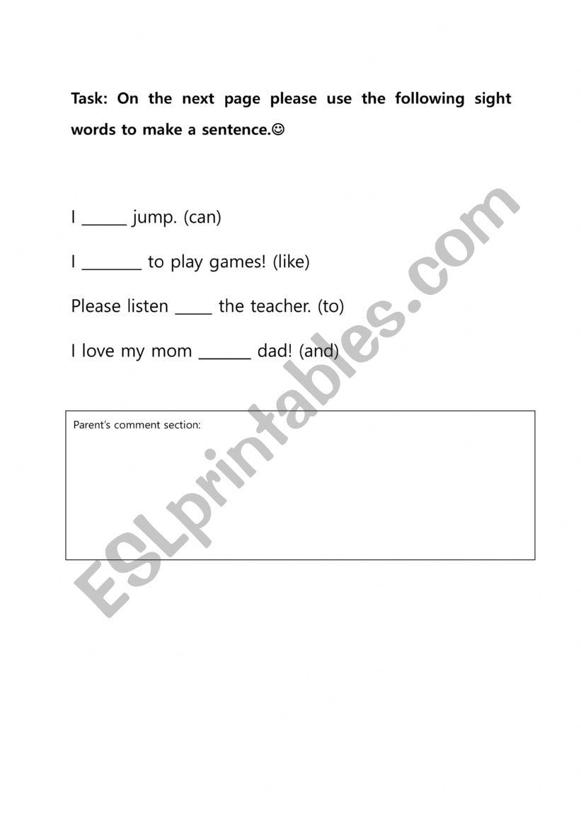 Sight Words Practice worksheet