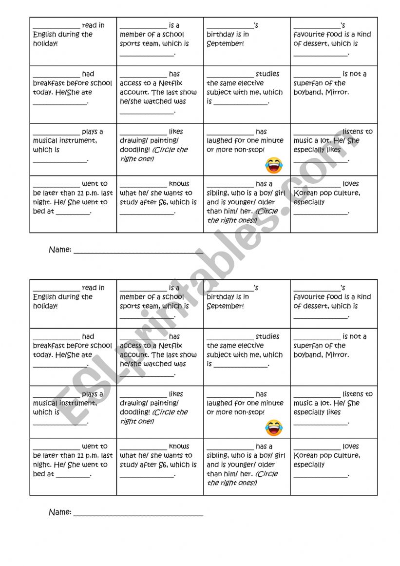 Bingo Game - Icebreaking worksheet