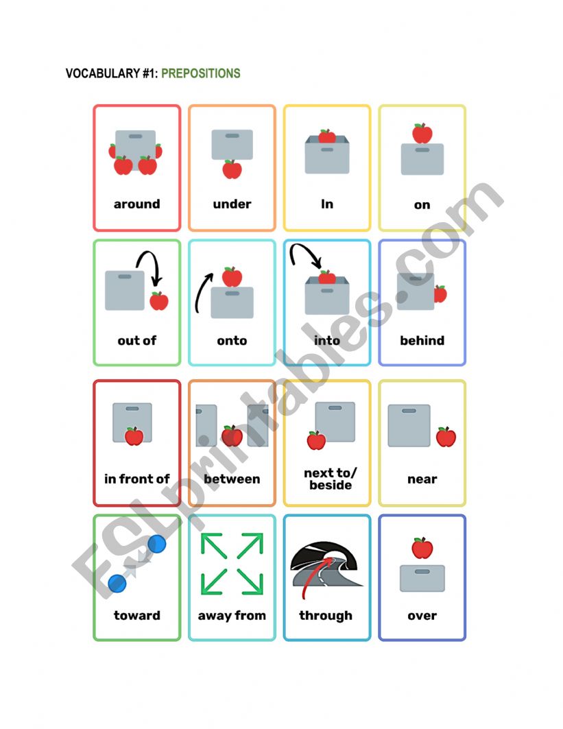 Prepositions (vocabulary) worksheet