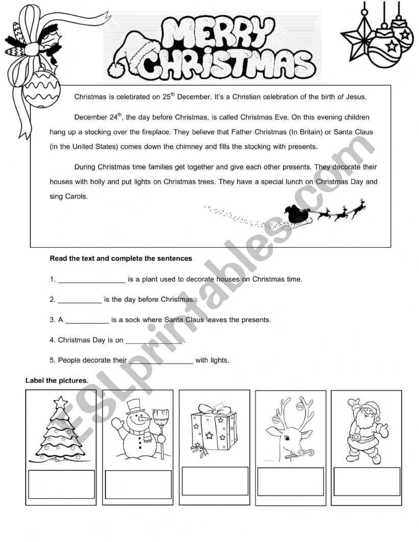 Chrismas History worksheet