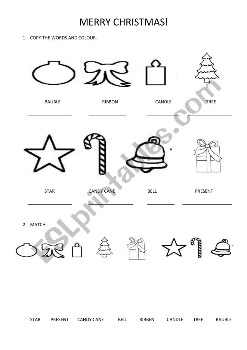 CHRISTMAS VOCABULARY worksheet