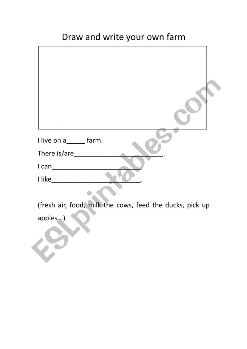 farm writing worksheet