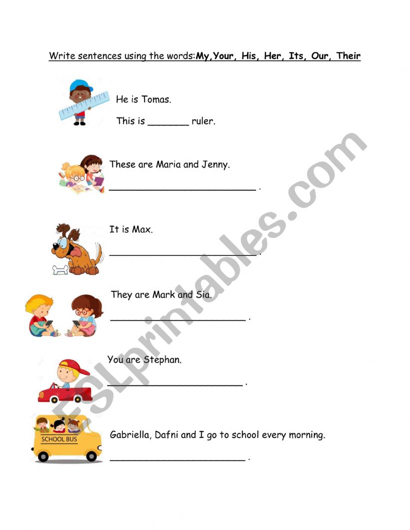 Possessive adjectives worksheet