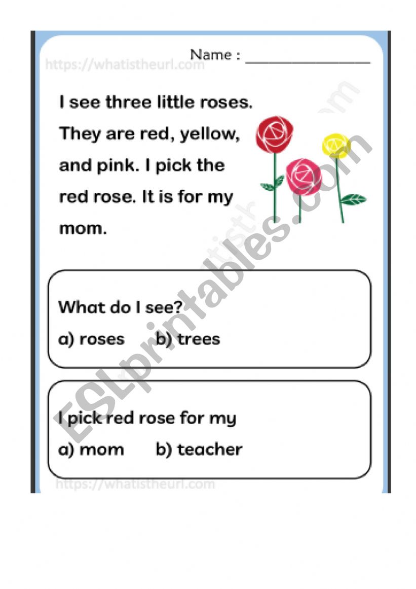 reading comprehension worksheet