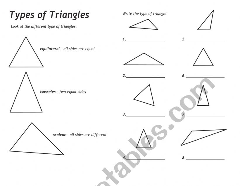 All About Triangles Esl Worksheet By Alia0309 8900