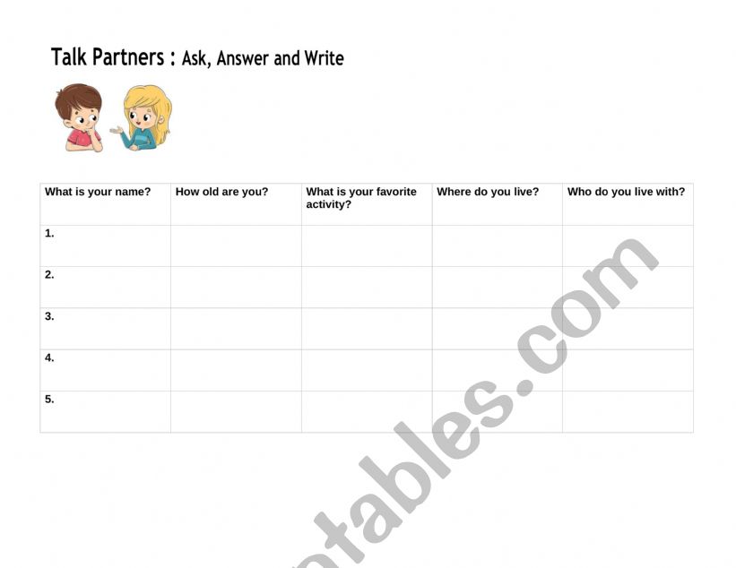 Communicative Survey worksheet