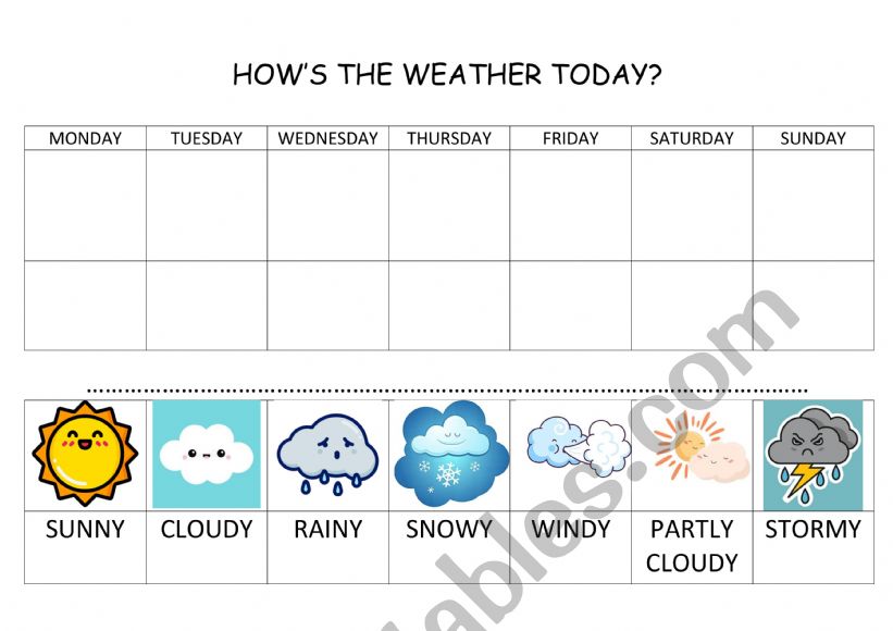 Howï¿½s the weather (cuttable worksheet) - ESL worksheet by englishwithjaan