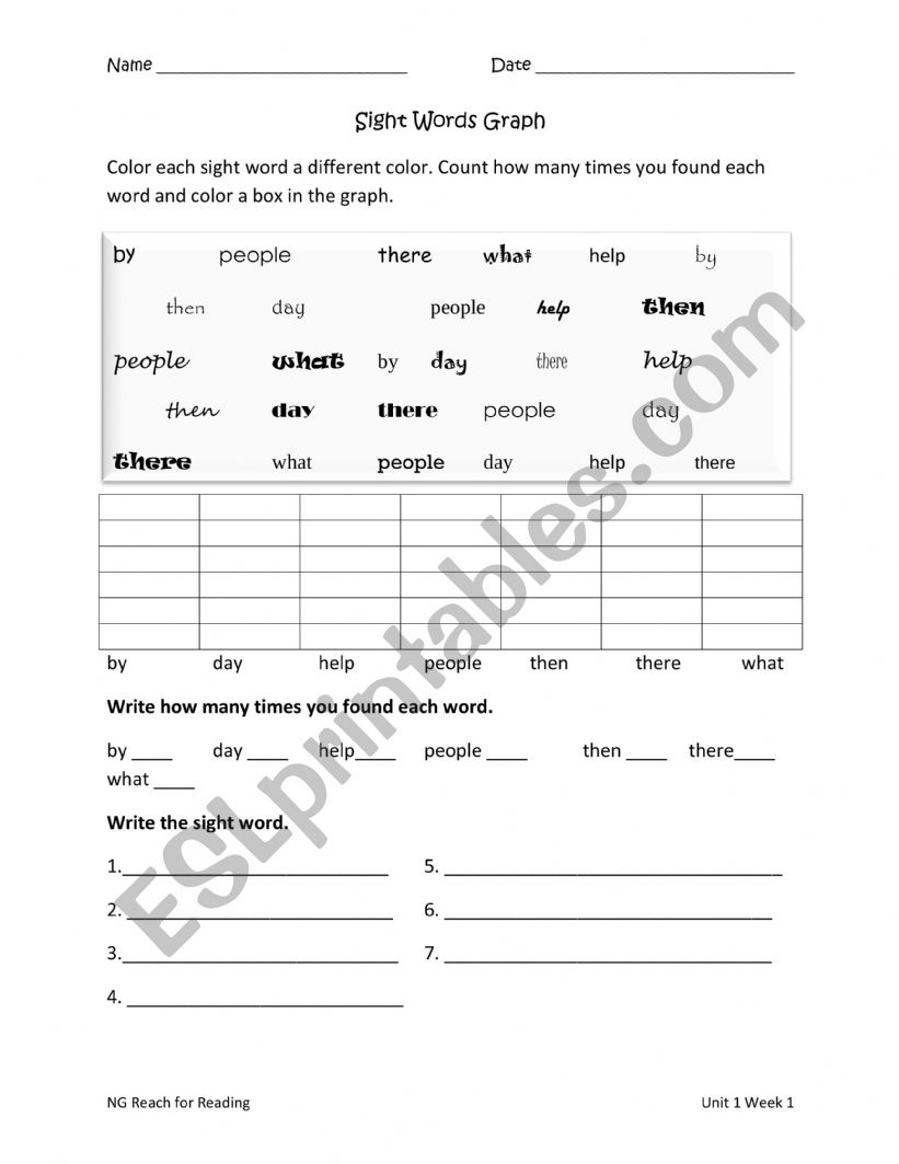 sight words worksheet