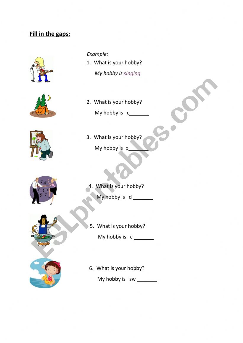 What is your hobby - ESL worksheet by Vince455