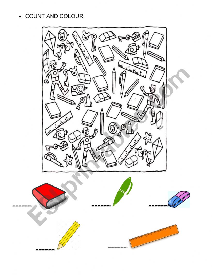 School Objects Worksheet worksheet