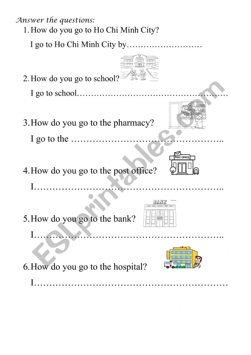 trainsportation worksheet