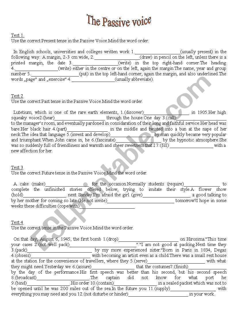 passive voice worksheet