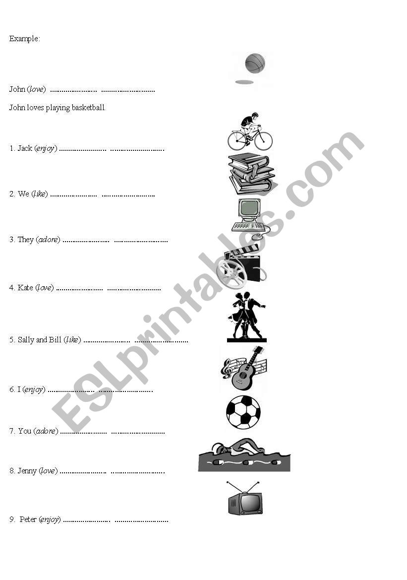 English worksheets: I love playing basketball