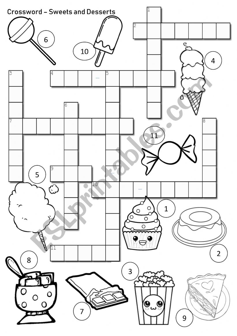 Crossword Sweets and Desserts ESL worksheet by anamariaamt