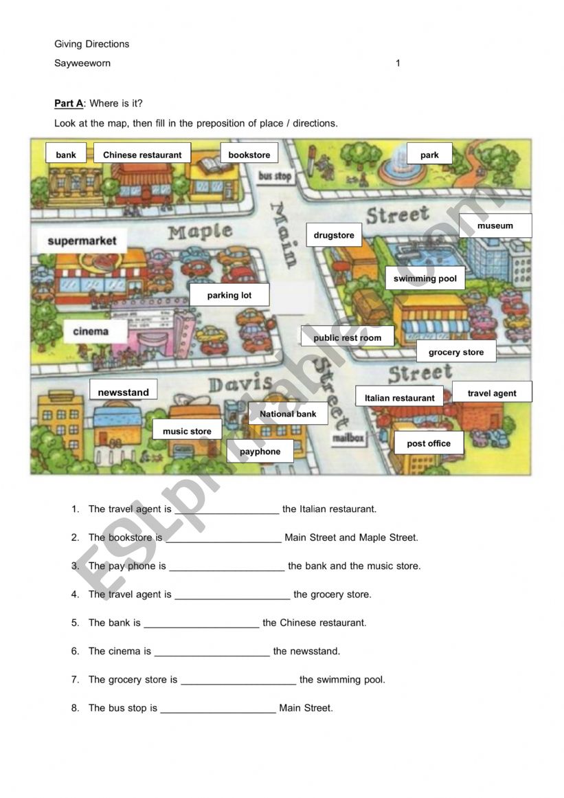 Giving Directions worksheet