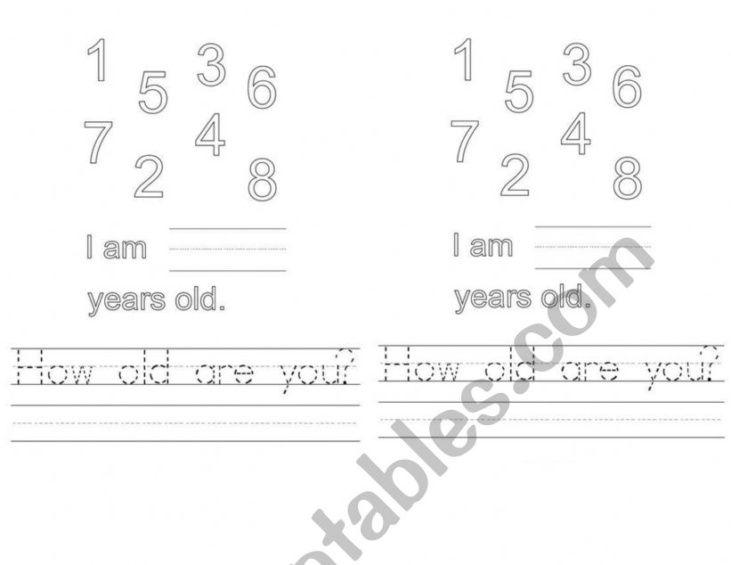 how old are you? worksheet