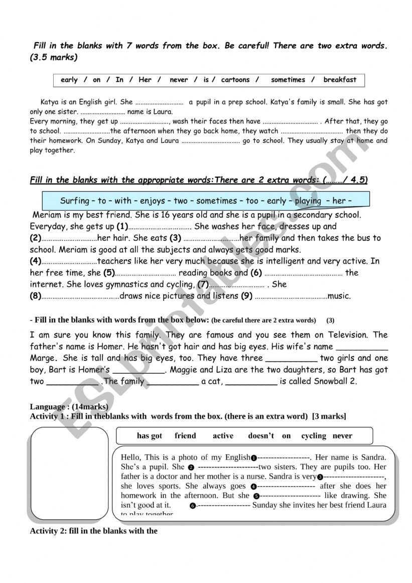 7th form mid term test 1 language tasks 3