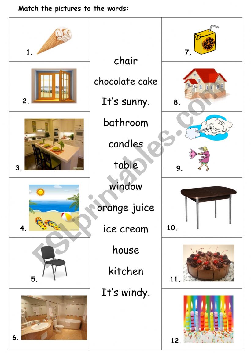Match the pictures to the words