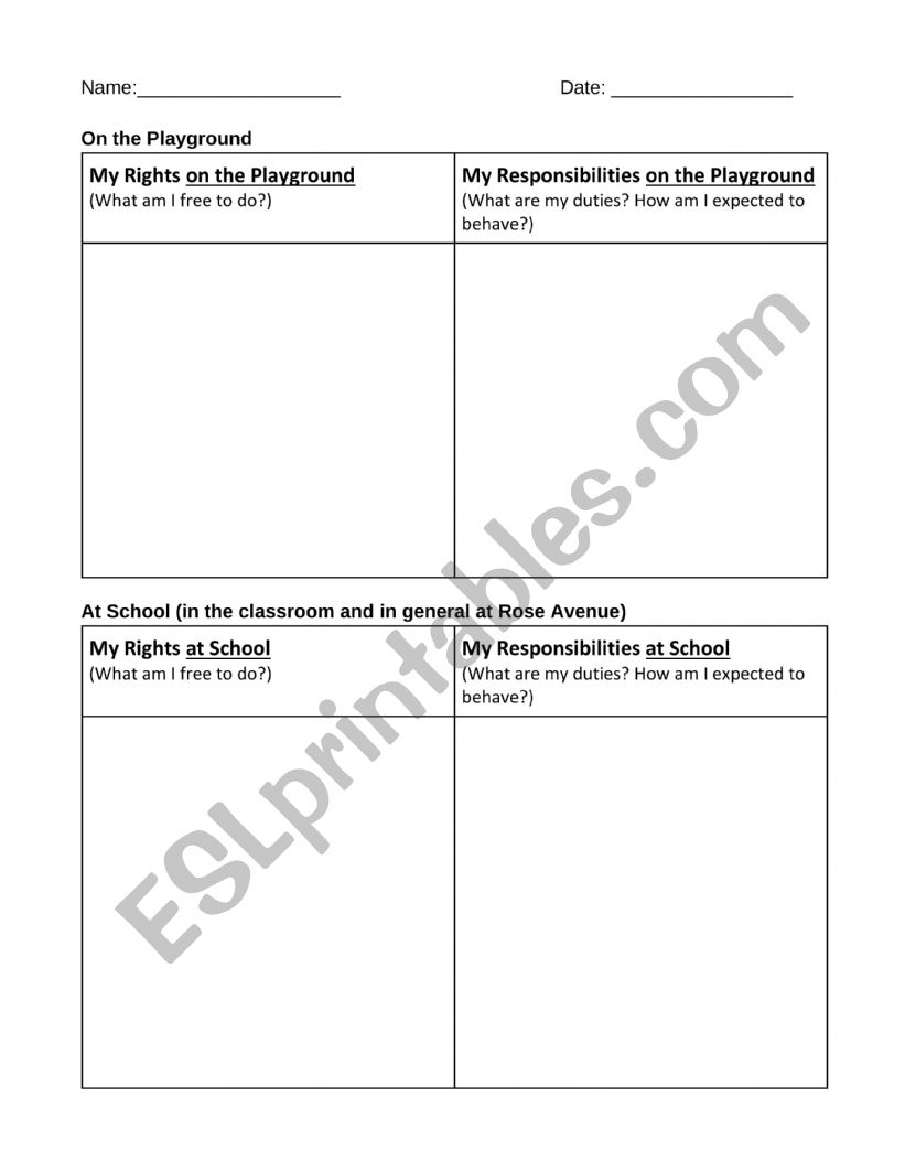 English Worksheets: My Rights And Responsibilities