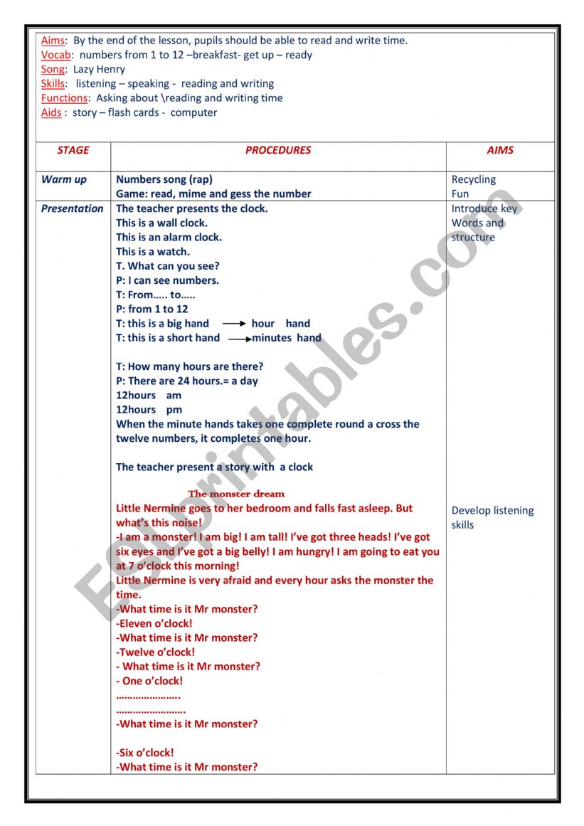 lesson plan worksheet