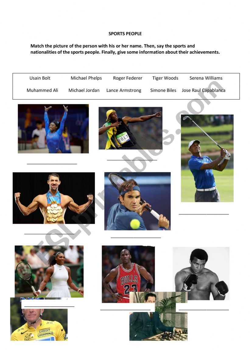 Sports people worksheet