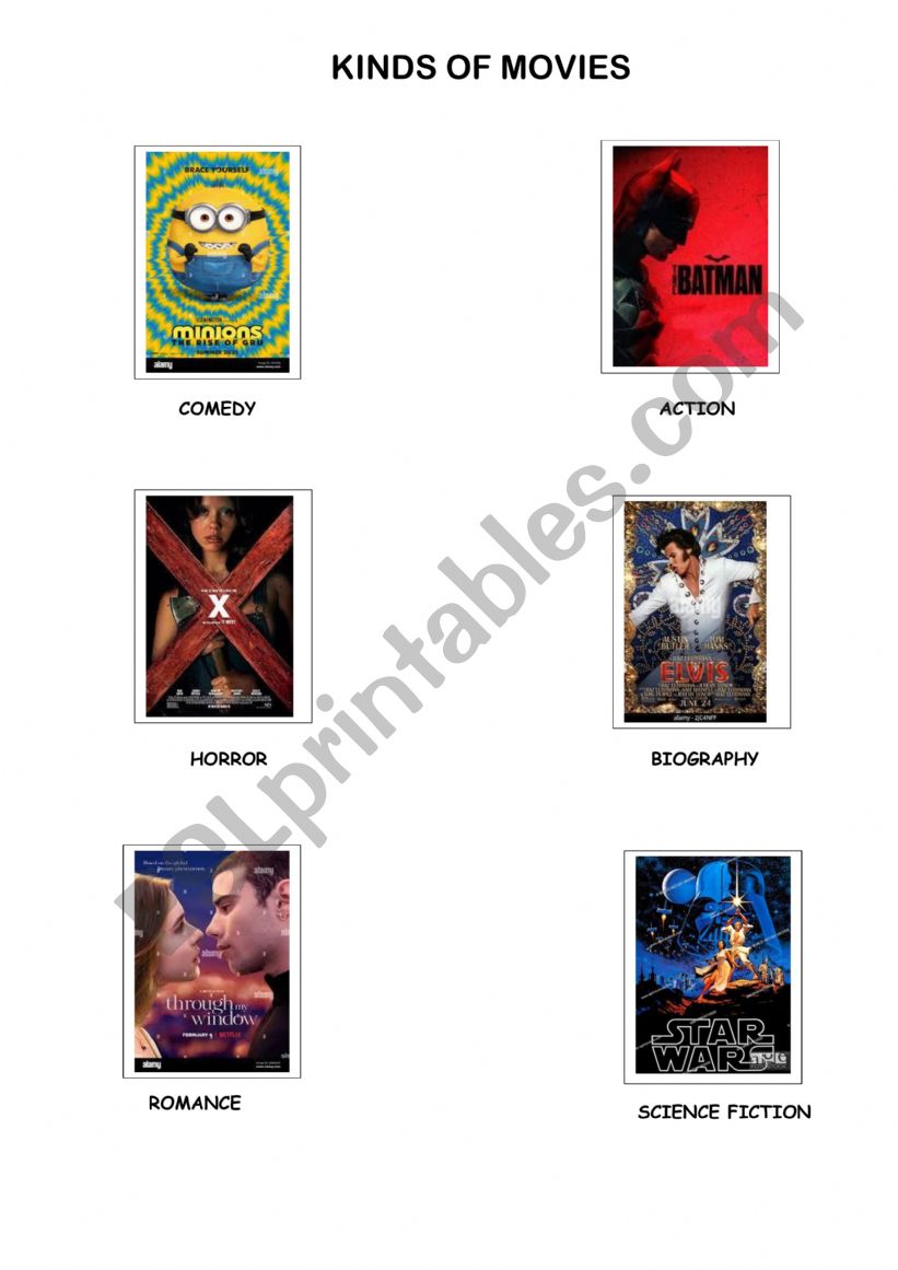 KINDS OF MOVIES worksheet