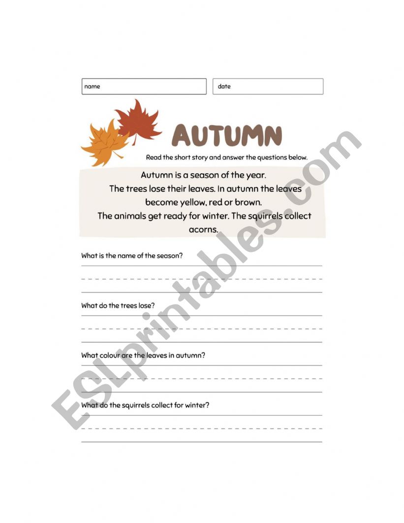 AUTUMN worksheet