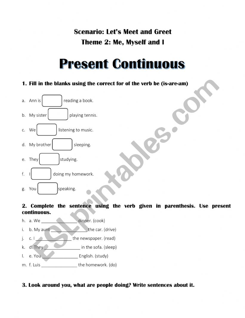 PRESENT CONTINUOUS  worksheet