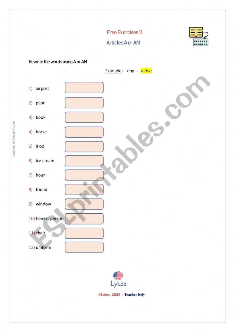 A/AN worksheet