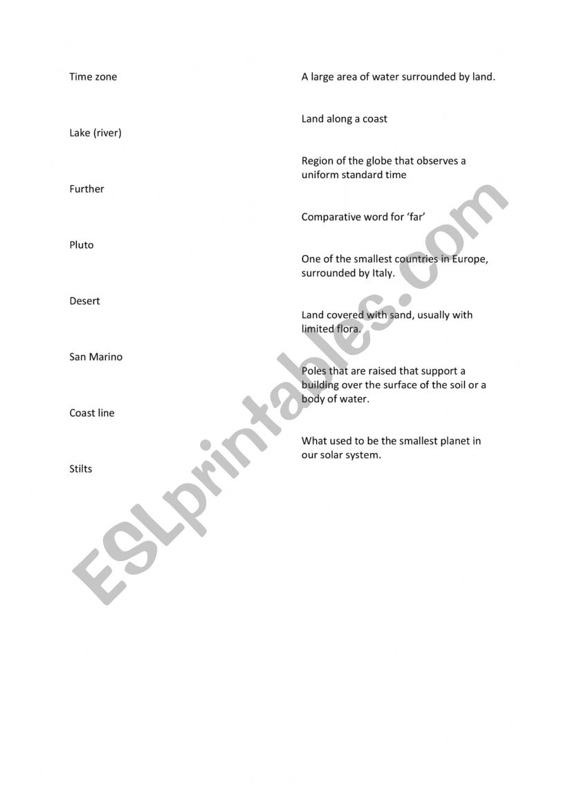 Time zone  worksheet