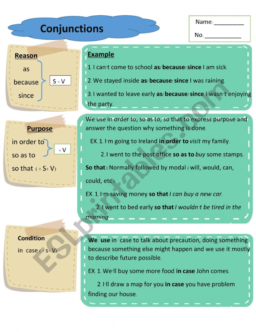 Conjunction worksheet