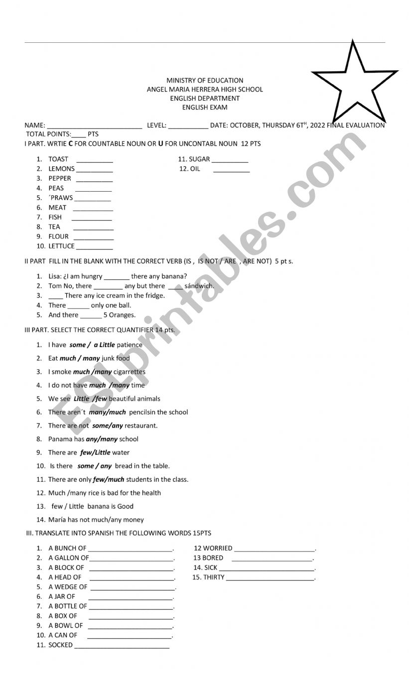 Quantifier worksheet