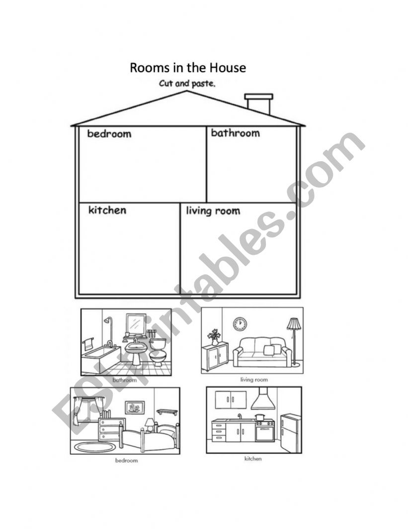 Parts of the House Puzzle - ESL worksheet by Greg P