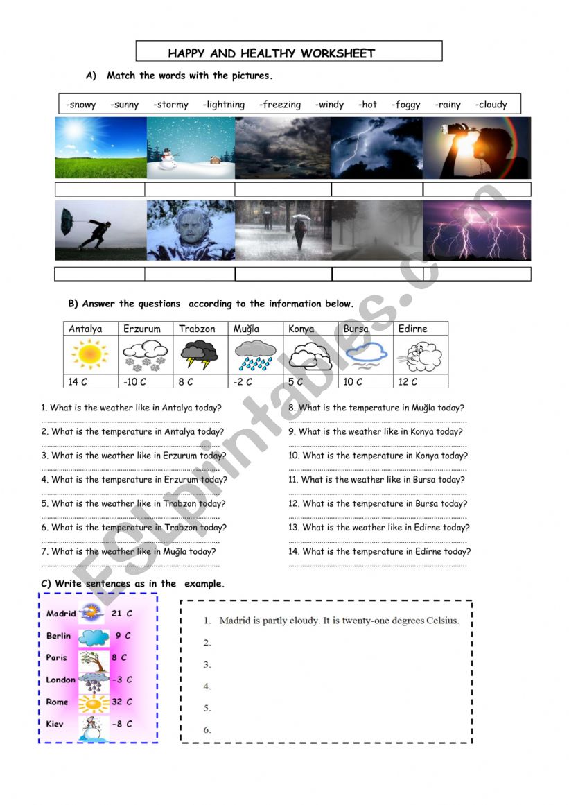 What is the  weather like  ? worksheet