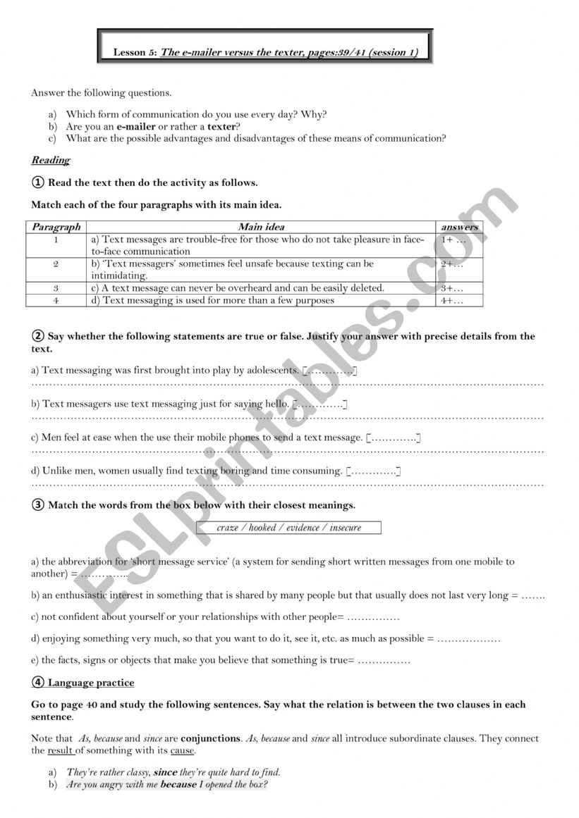 lesson-5-the-emailer-versus-the-texter-2nd-form-esl-worksheet-by