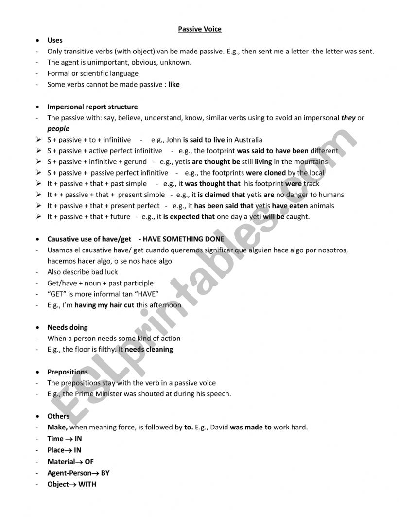 passive worksheet