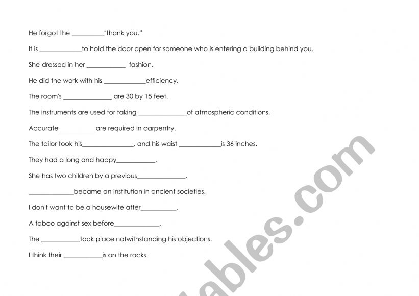 Put on suitable word worksheet