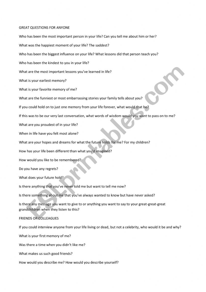 Icebreakers worksheet