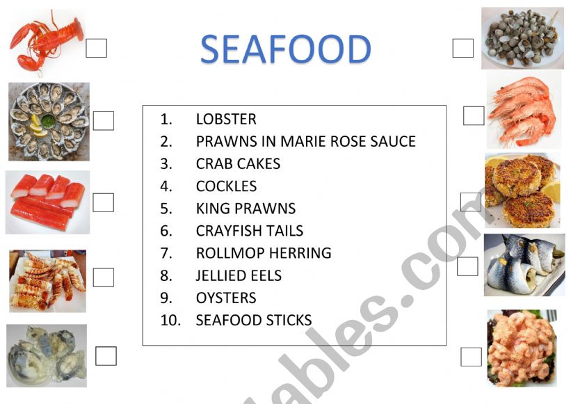 Seafood Matching worksheet